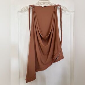 Zara Asymmetrical Brown Top with Zipper details Size L